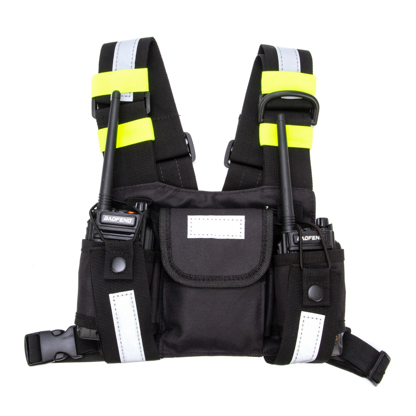 Walkie Talkie Radio Tactical Harness Front Pack Vest Chest Bag with reflective strips for Hunting Climbing Camping