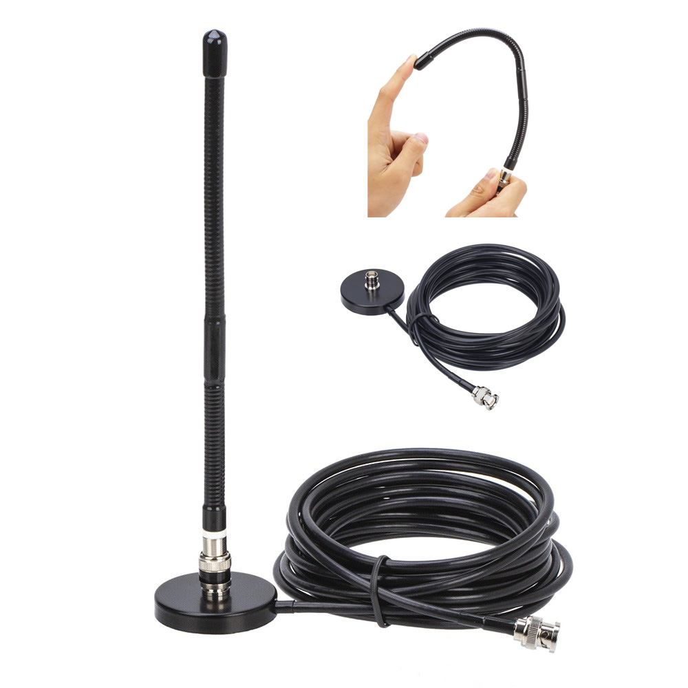 BNC Male 27MHz Radio Antenna with 5m Coaxial Cable and Mount Base for Kenwood, Motorola, IC-V8/V80/V82, TK100/300 Walkie Talkie