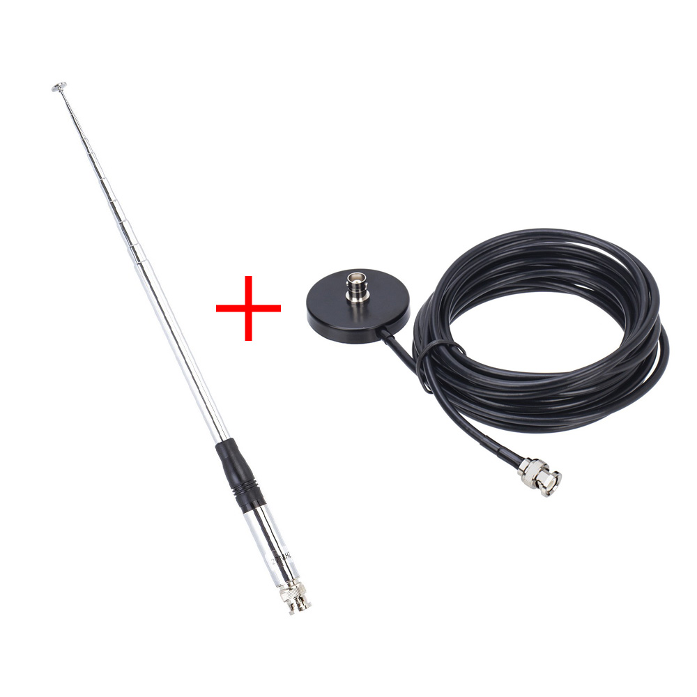 27MHz BNC Male 9-51 Inch Telescopic/Rod Antenna with 5M Coaxial Cable and Magnetic Roof Mount Base for CB Radio