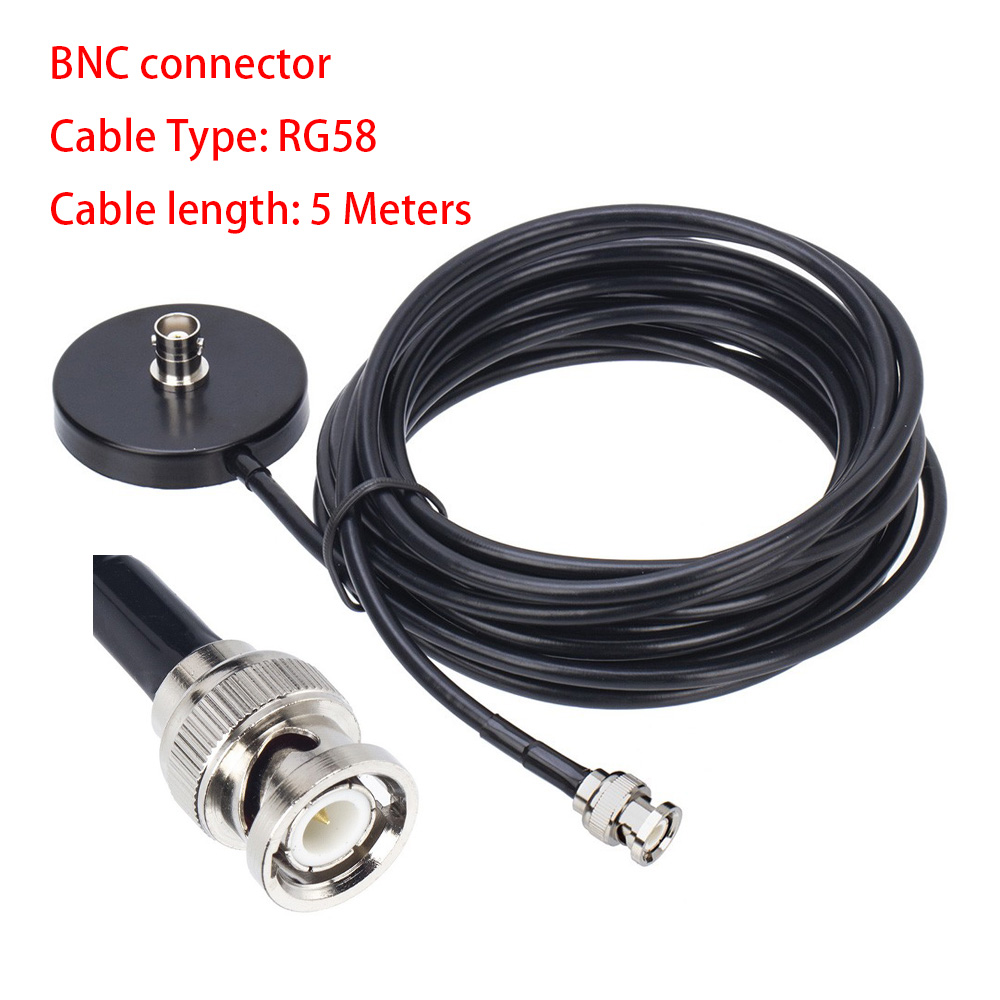 CB Radio BNC Male Antenna Magnetic Base with 5 Meters RG58 Coaxial Extension Cable