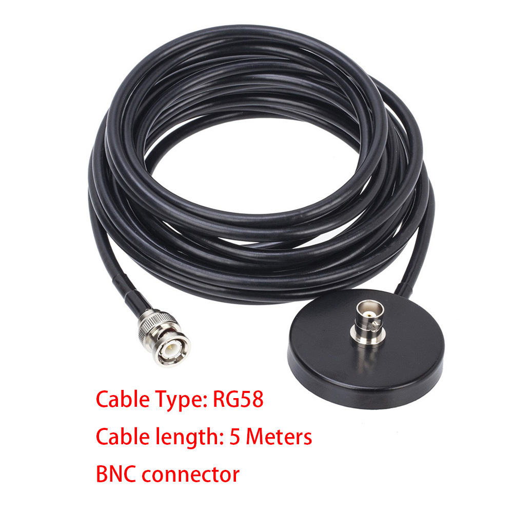 CB Radio BNC Male Antenna Magnetic Base with 5 Meters RG58 Coaxial Extension Cable