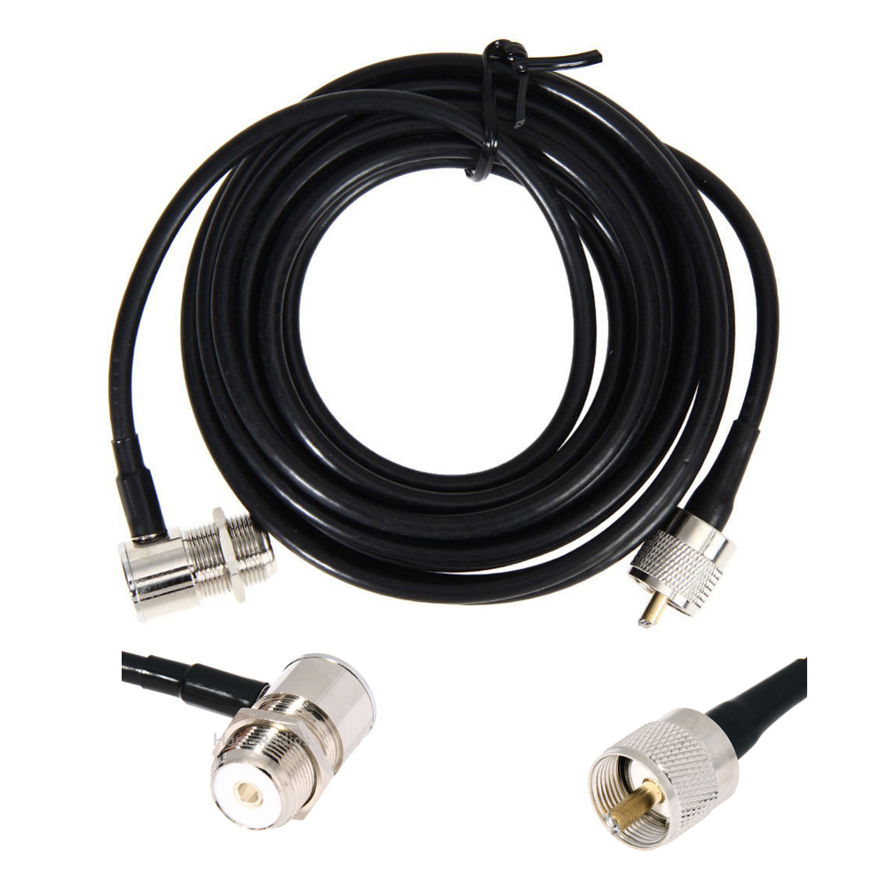 5M RG58 Extension Cable with PL259 UHF to SO239 Connectors - Ideal for Kenwood, Yaesu, and ICOM Radios