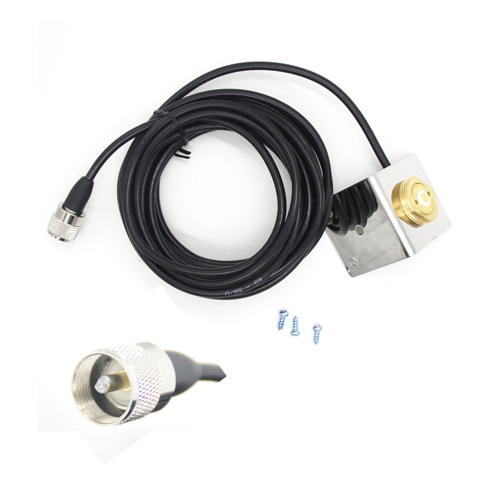 NMO L-Shaped Fender Mount Antenna Extension Kit with 5M RG-58 Coax Cable - Ideal for Mobile Antennas