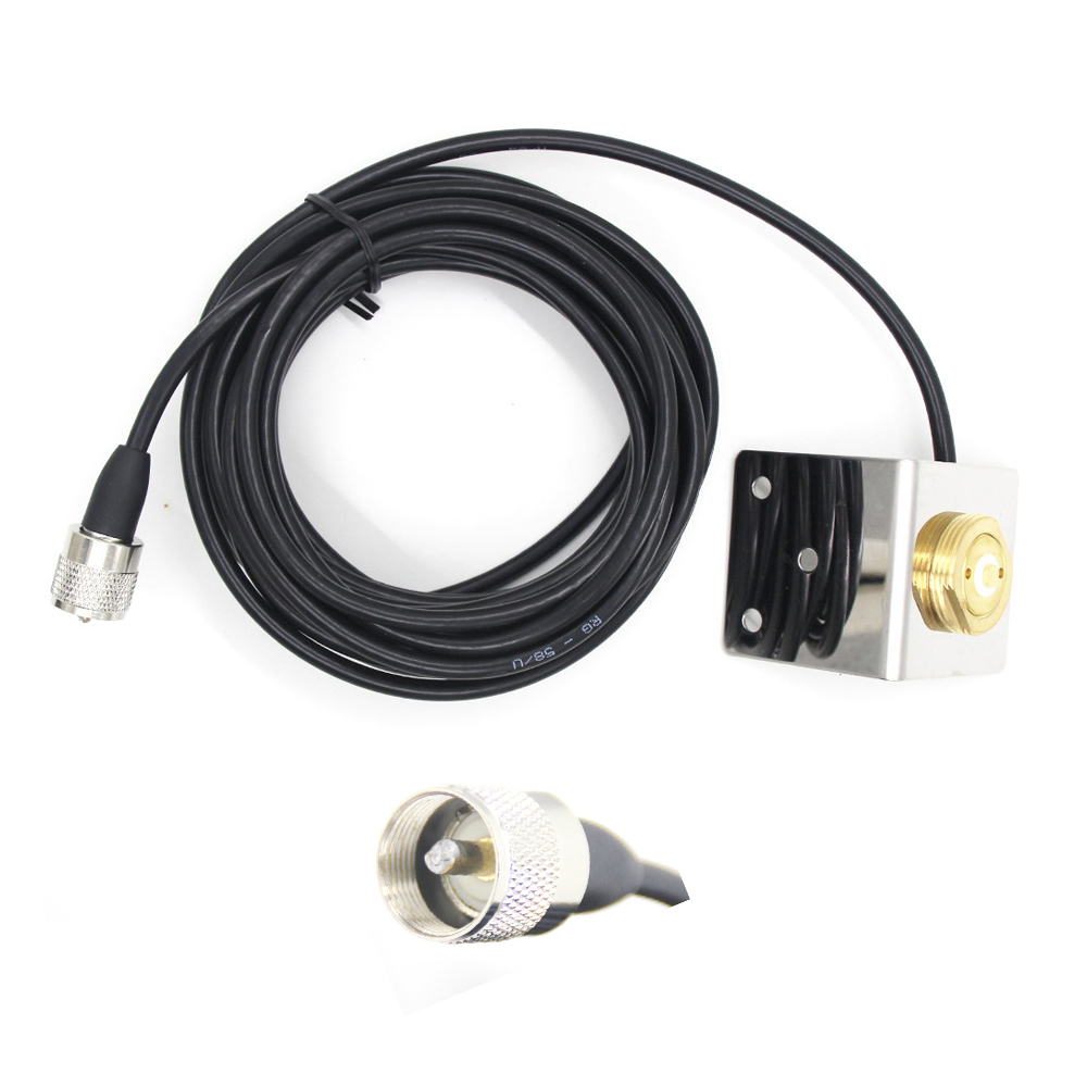 NMO L-Shaped Fender Mount Antenna Extension Kit with 5M RG-58 Coax Cable - Ideal for Mobile Antennas