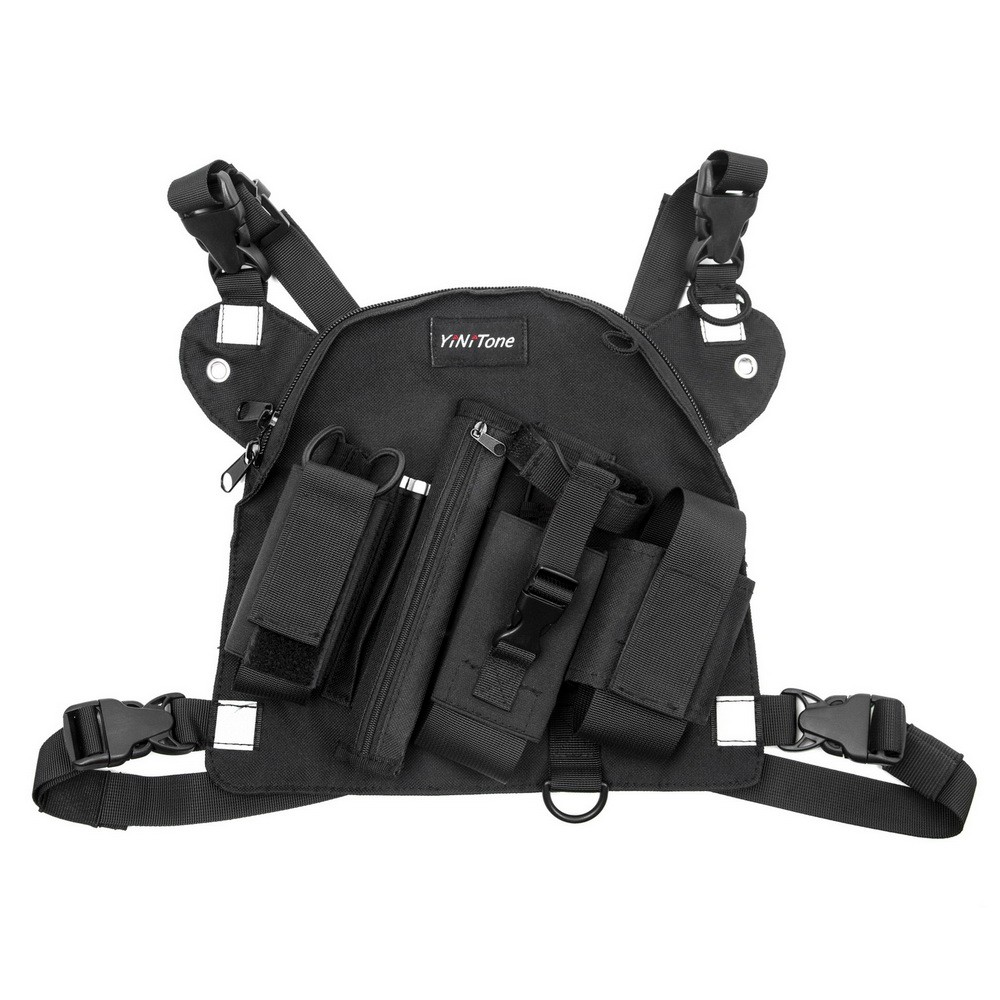 YiNiTone BG-02 Universal Radio Harness Chest Front Pack Pouch Holster Vest Rig Carry Bag for Baofeng UV-5R UV-82 BF-888S TYT Motorola ICOM