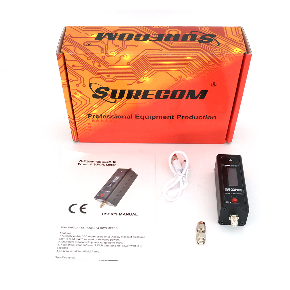 SURECOM SW-33Plus 125-525MHz VHF/UHF Dual Band Analog Walkie Talkie Mini Power&S.W.R Meter