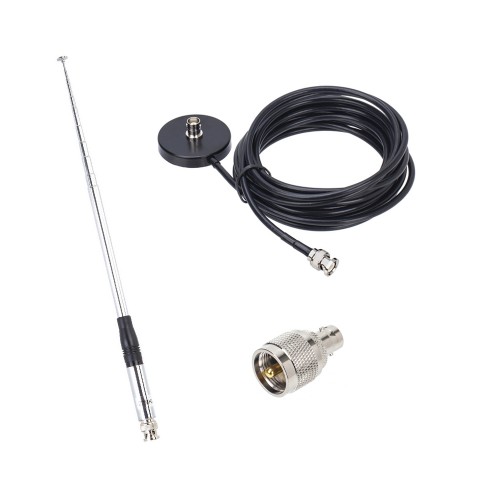 27MHz Telescopic/Rod Antenna (9-51 Inches) with BNC and PL259 Connectors, 5M Coaxial Cable, Magnetic Roof Mount Base - Ideal for CB Radio