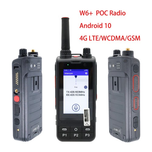 2023 NEW W6+ Walkie Talkie 4G Network WIFI Android 10 Unlock LTE/WCDMA/GSM POC Radio Work with Real PTT Zello