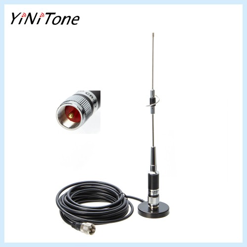 CR-77 144/430MHz High Gain Mobile Car Radio PL259 Antenna 5M UHF Male Coax Cable 12CM Magnetic Mount Base